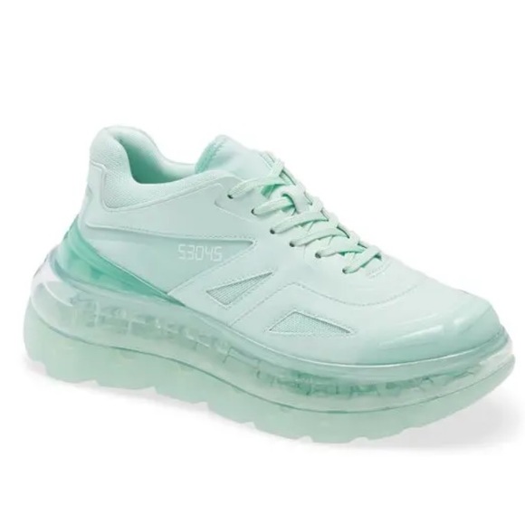 SHOES 53045 Bump'Air Platform Sneaker Mint Green Chunky